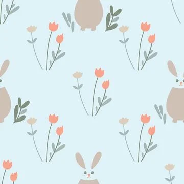 Seamless pattern with Easter elements. Spring background for surface design. Stock Illustration