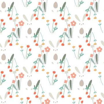 Seamless pattern with Easter elements. Spring background for surface design. Stock Illustration