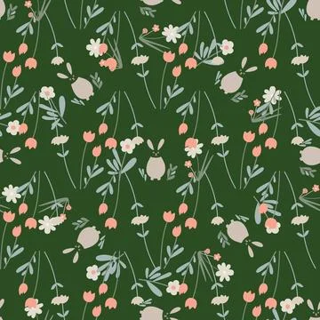 Seamless pattern with Easter elements. Spring background for surface design. Stock Illustration