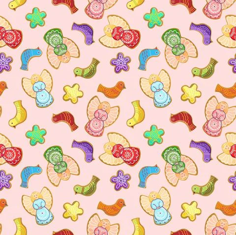 Seamless pattern. Easter, gingerbread. Stock Illustration