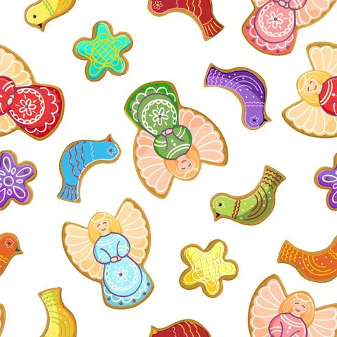 Seamless pattern. Easter, gingerbread. Stock Illustration