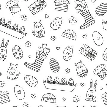 Seamless pattern with Easter icons. Illustrazione stock