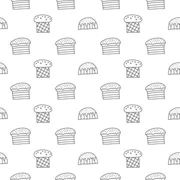 Seamless pattern with Easter kulich cakes. イラスト素材