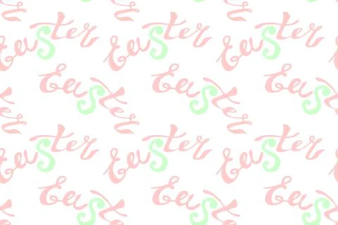 Seamless pattern of Easter lettering. Vector pastel multicolor holiday decora Stock Illustration