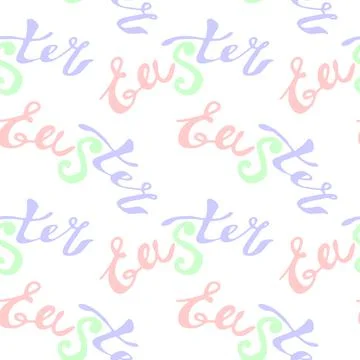 Seamless pattern of Easter lettering. Vector pastel multicolor holiday decora Stockillustratie