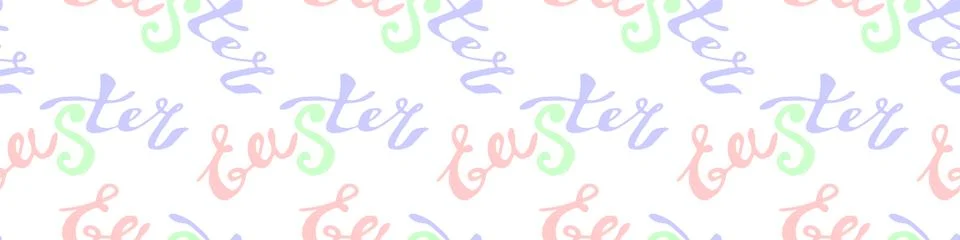 Seamless pattern of Easter lettering. Vector pastel multicolor holiday decora Stockillustratie