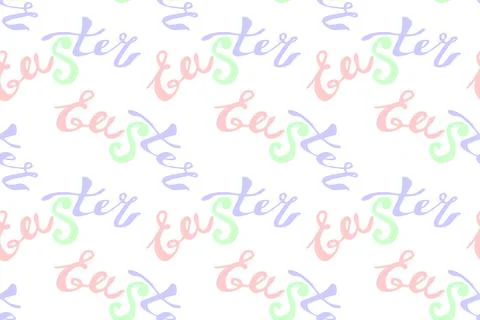 Seamless pattern of Easter lettering. Vector pastel multicolor holiday decora Stockillustratie