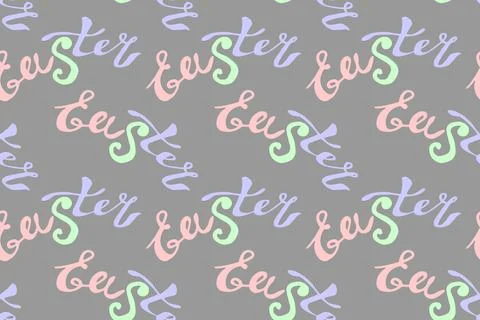 Seamless pattern of Easter lettering. Vector pastel multicolor holiday decora Stockillustratie