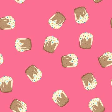Seamless pattern easter sweet cake with icing and colorful sprinkles Stock Illustration