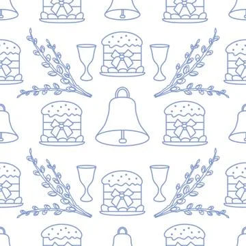 Seamless pattern with Easter symbols. Illustrazione stock