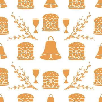 Seamless pattern with Easter symbols. Stock Illustration