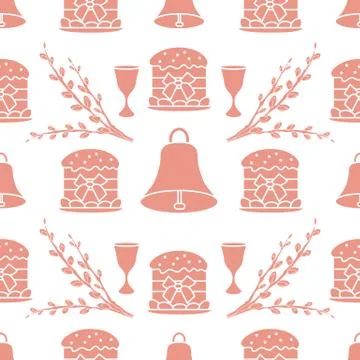 Seamless pattern with Easter symbols. Stock Illustration