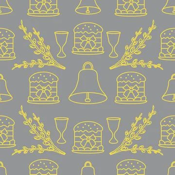 Seamless pattern with Easter symbols. Stock Illustration