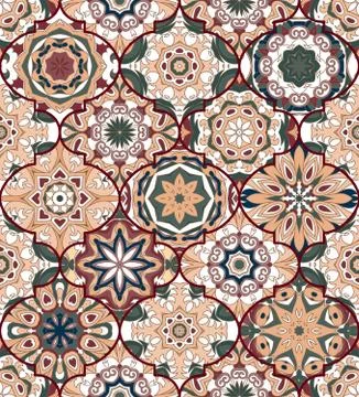 Seamless pattern. Eastern decorative elements. Hand drawn background Stock Illustration