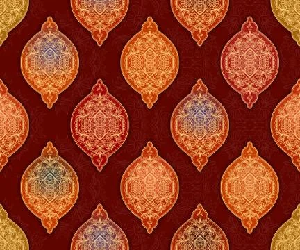 Seamless pattern. Eastern decorative elements. Hand drawn background Stock Illustration