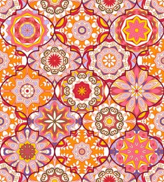 Seamless pattern. Eastern decorative elements. Hand drawn background Illustrazione stock