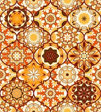 Seamless pattern. Eastern decorative elements. Hand drawn background Stock Illustration