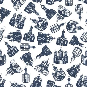 Seamless pattern of eastern orthodox churches Stock Illustration