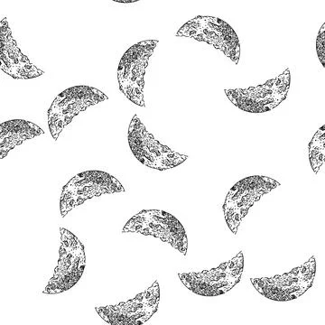 Seamless pattern eclipse moon sketch hand drawn Stock Illustration