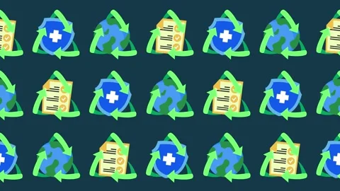 Seamless pattern of eco-friendly and health awareness icons Stock Footage 334117541