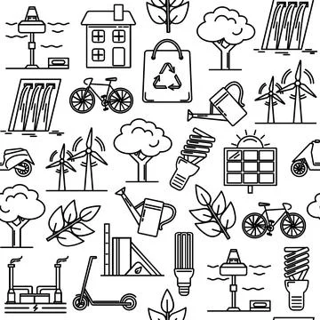 Seamless pattern with eco symbols Stock Illustration