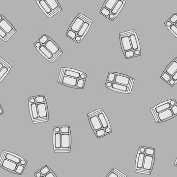 Seamless pattern ecofriendly multi section meal tray cartoon vector Stock Illustration