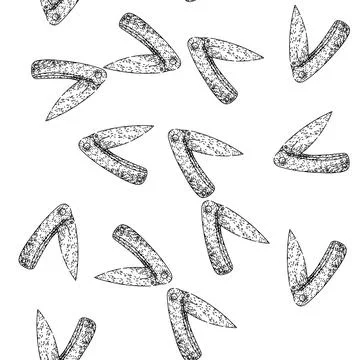 Seamless pattern edc pocket knife sketch hand drawn Stock Illustration