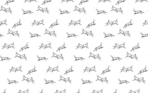 Seamless pattern of edible insects, Grasshoppers and Crickets Stock Illustration