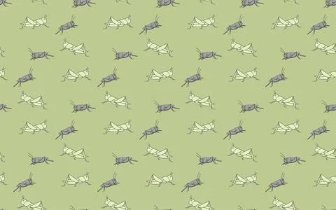 Seamless pattern of edible insects, Grasshoppers and Crickets Stock Illustration