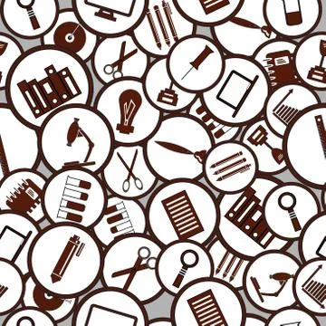 Seamless pattern. Education / Business / Work Tools / Technology / Shopping / Stock Illustration