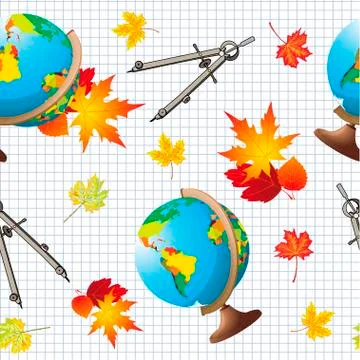 Seamless pattern with education icons - back to school Stock Photos