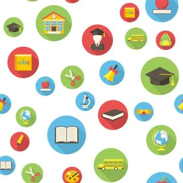 Seamless pattern with education icons Stock Illustration