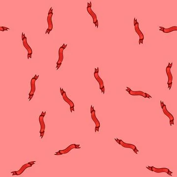 Seamless pattern education red ribbon retro cartoon vector Stock Illustration