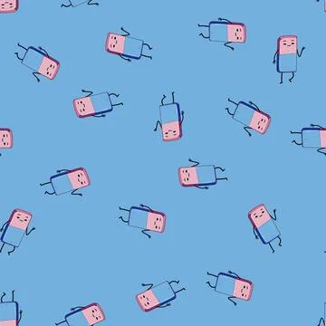 Seamless pattern education stationery character cartoon vector Stock Illustration