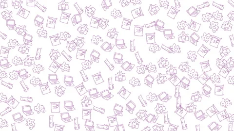 Seamless pattern of educational and technology icons in a clean doodle style Vídeo Stock 343551187