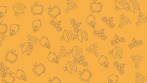 Seamless Pattern of Educational Icons on Orange Background. Stock Footage 319243837