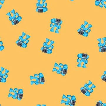Seamless pattern educational robot toy cartoon vector 스톡 일러스트