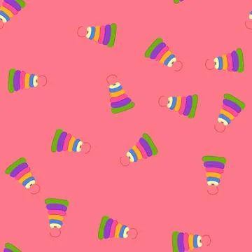 Seamless pattern educational stacking toy cartoon vector Stock Illustration