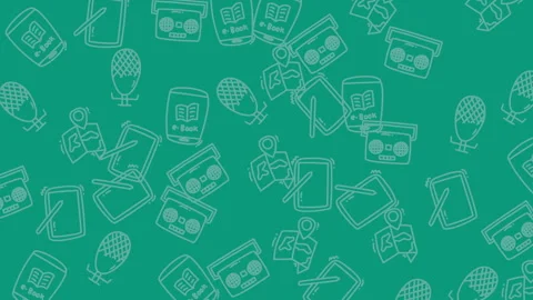  Seamless pattern of educationrelated line art icons Vidéo 334603106