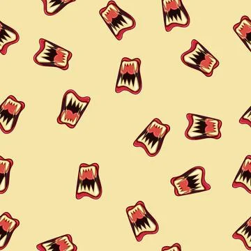 Seamless pattern eerie horror mouth cartoon vector Illustrazione stock
