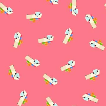 Seamless pattern efficiency mini robot sorting trash cartoon vector 스톡 일러스트