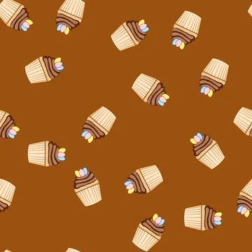 Seamless pattern egg easter cupcake cartoon vector 库存插图