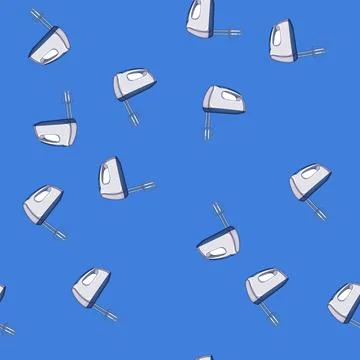 Seamless pattern egg hand mixer cartoon vector Stock Illustration