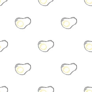 Seamless pattern with egg icons. Doodle vector eggs illustration Stock Illustration