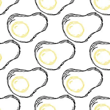 Seamless pattern with egg icons. Doodle vector eggs illustration Stock Illustration