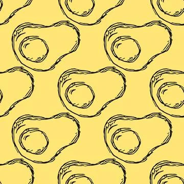 Seamless pattern with egg icons. Doodle vector eggs illustration Stock Illustration
