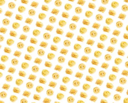 Seamless pattern. Egg pasta nest isolated on white background Stock Photos