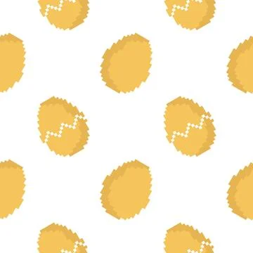 Seamless pattern of eggs and cracked eggs in pixel style Illustrazione stock