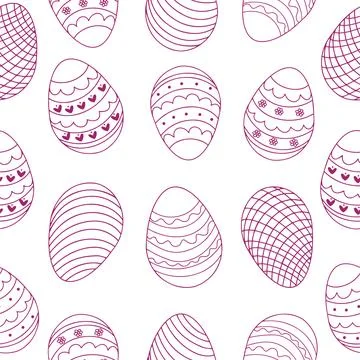Seamless pattern of eggs, hand-drawn. Decorative set of eggs. Vector illust.. Stock Illustration
