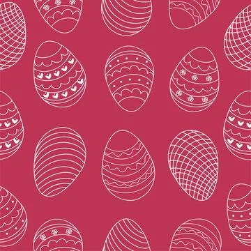 Seamless pattern of eggs, hand-drawn. Decorative set of eggs. Vector illust.. Stock Illustration